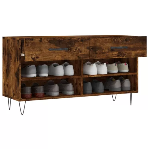 Füstös tölgy színű szerelt fa cipőpolc 102x35x55 cm