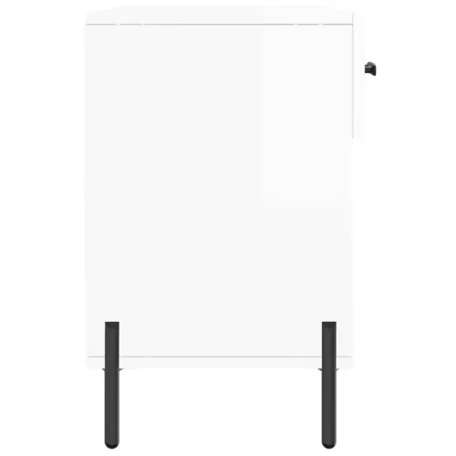 Magasfényű fehér szerelt fa cipőpolc 102x35x55 cm