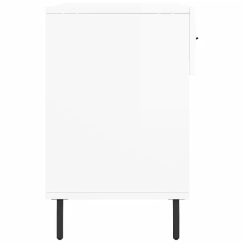 Magasfényű fehér szerelt fa cipőpolc 102x35x55 cm