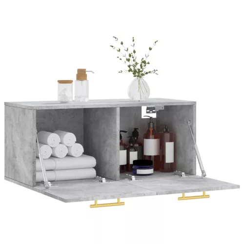 Betonszürke szerelt fa faliszekrény 80 x 36,5 x 35 cm