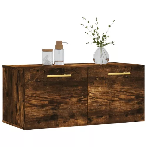 Füstös tölgy színű szerelt fa faliszekrény 80 x 36,5 x 35 cm