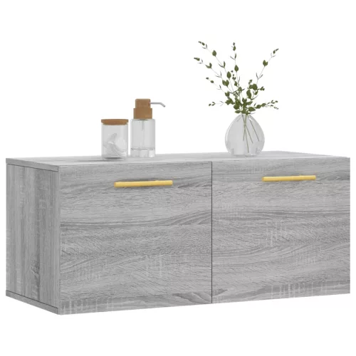 Szürke sonoma színű szerelt fa faliszekrény 80 x 36,5 x 35 cm