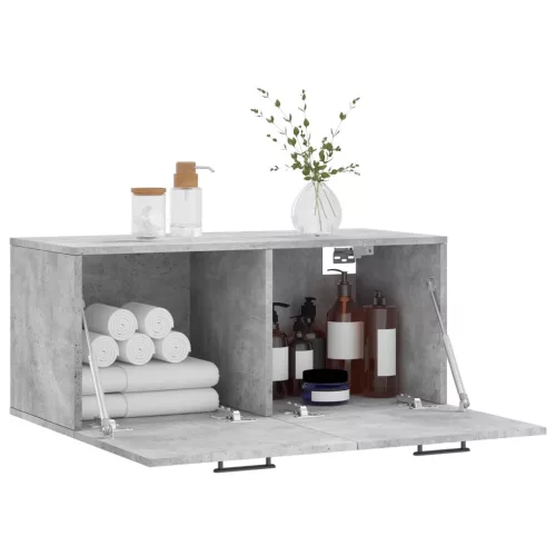 Betonszürke szerelt fa faliszekrény 80 x 36,5 x 35 cm