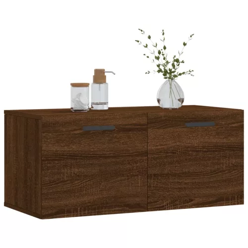 Barna tölgyszínű szerelt fa faliszekrény 80x36,5x35 cm