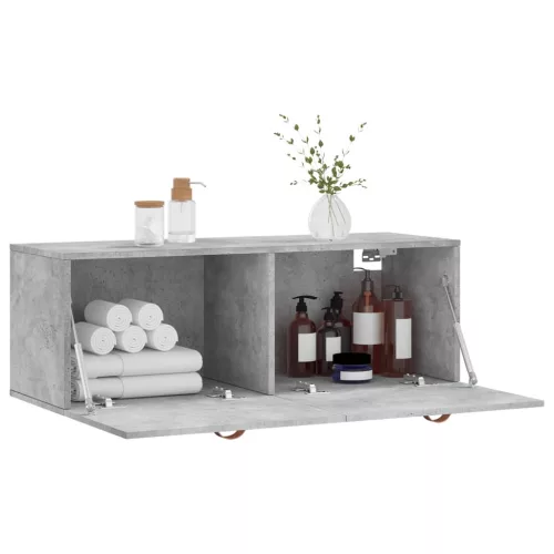 Betonszürke szerelt fa faliszekrény 100 x 36,5 x 35 cm