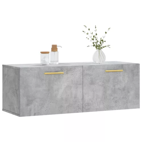 Betonszürke szerelt fa faliszekrény 100 x 36,5 x 35 cm