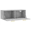 Betonszürke szerelt fa faliszekrény 100 x 36,5 x 35 cm
