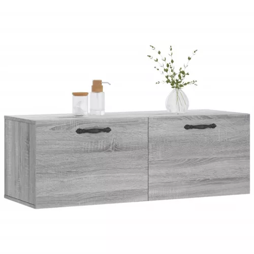Szürke sonoma színű szerelt fa faliszekrény 100 x 36,5 x 35 cm