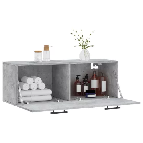 Betonszürke szerelt fa faliszekrény 100 x 36,5 x 35 cm