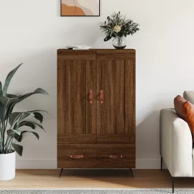   Barna tölgyszínű szerelt fa magasszekrény 69,5 x 31 x 115 cm