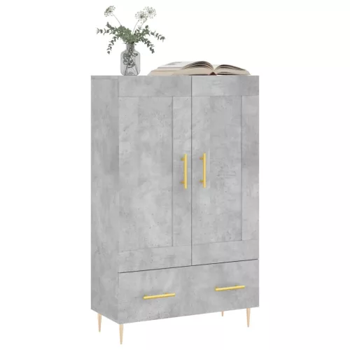 Betonszürke szerelt fa magasszekrény 69,5 x 31 x 115 cm