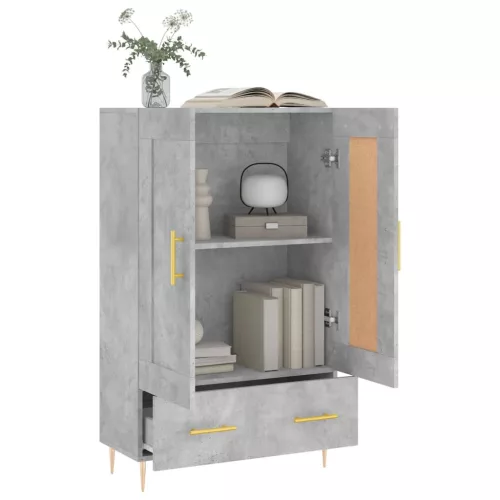 Betonszürke szerelt fa magasszekrény 69,5 x 31 x 115 cm