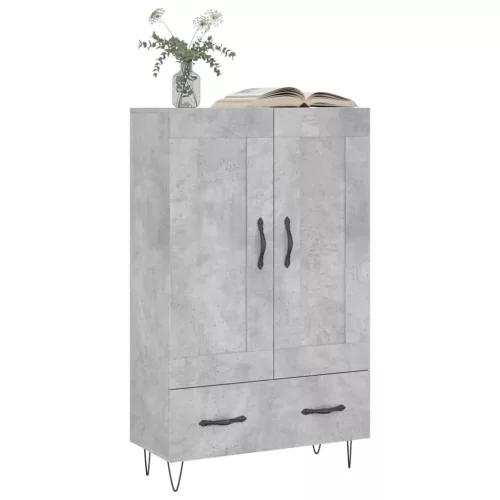 Betonszürke szerelt fa magasszekrény 69,5 x 31 x 115 cm
