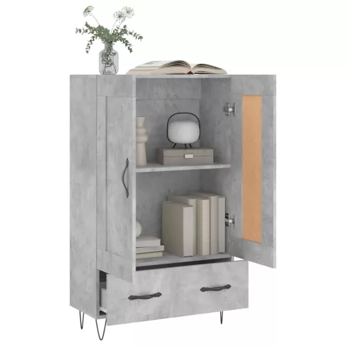 Betonszürke szerelt fa magasszekrény 69,5 x 31 x 115 cm