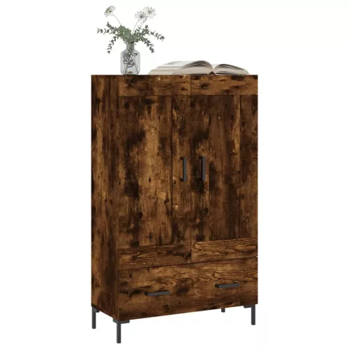 Füstös tölgy színű szerelt fa magasszekrény 69,5 x 31 x 115 cm