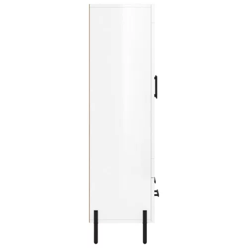 Magasfényű fehér szerelt fa magasszekrény 69,5 x 31 x 115 cm