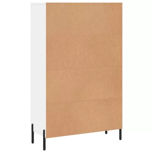 Magasfényű fehér szerelt fa magasszekrény 69,5 x 31 x 115 cm
