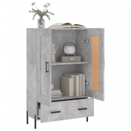 Betonszürke szerelt fa magasszekrény 69,5 x 31 x 115 cm