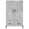 Betonszürke szerelt fa magasszekrény 69,5 x 31 x 115 cm