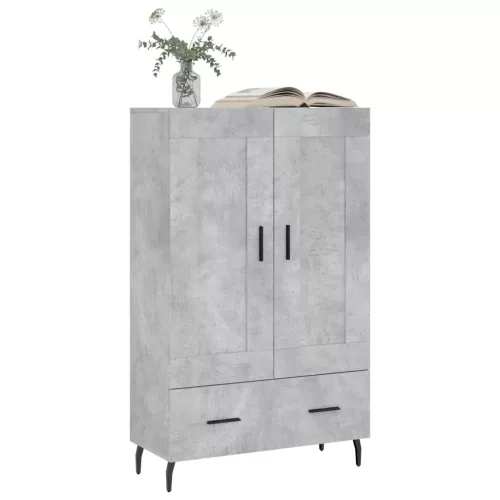 Betonszürke szerelt fa magasszekrény 69,5 x 31 x 115 cm