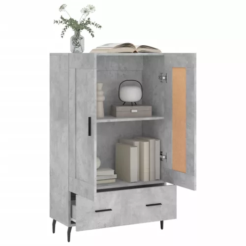 Betonszürke szerelt fa magasszekrény 69,5 x 31 x 115 cm