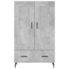 Betonszürke szerelt fa magasszekrény 69,5 x 31 x 115 cm