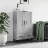 Betonszürke szerelt fa magasszekrény 69,5 x 31 x 115 cm