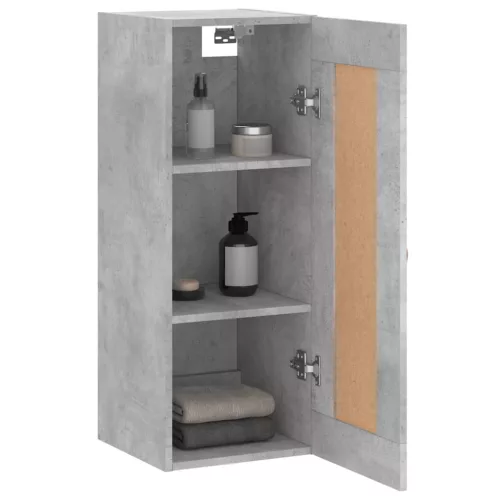 Betonszürke szerelt fa fali szekrény 34,5x34x90 cm