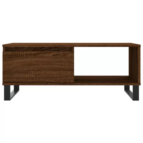 Barna tölgyszínű szerelt fa dohányzóasztal 90x50x36,5 cm