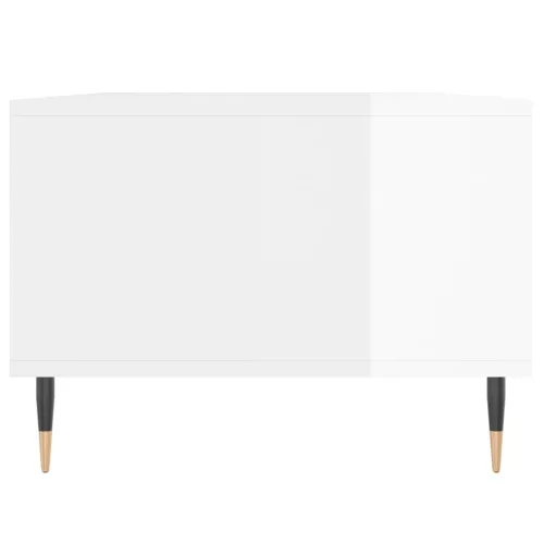 Magasfényű fehér szerelt fa dohányzóasztal 90 x 50 x 36,5 cm