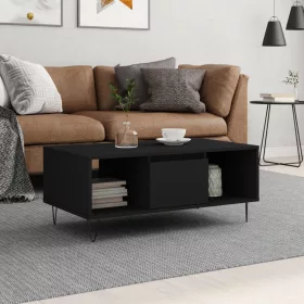 Fekete szerelt fa dohányzóasztal 90x50x36,5 cm