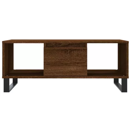 Barna tölgyszínű szerelt fa dohányzóasztal 90x50x36,5 cm