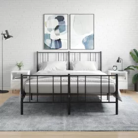   2 db magasfényű fehér szerelt fa éjjeliszekrény 40x35x50 cm