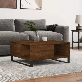   Barna tölgyszínű szerelt fa dohányzóasztal 80x80x36,5 cm