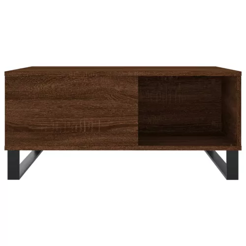 Barna tölgyszínű szerelt fa dohányzóasztal 80x80x36,5 cm