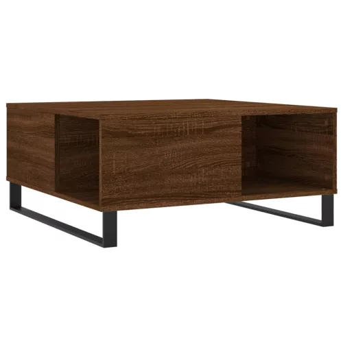 Barna tölgyszínű szerelt fa dohányzóasztal 80x80x36,5 cm