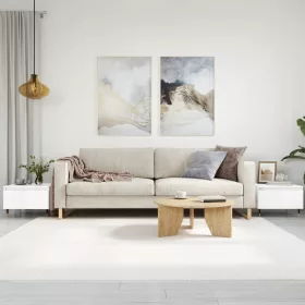   2 db magasfényű fehér szerelt fa dohányzóasztal 50 x 46 x 35 cm