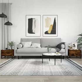   2 db füstös tölgy szerelt fa dohányzóasztal 50 x 46 x 35 cm