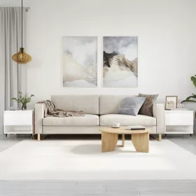   2 db magasfényű fehér szerelt fa dohányzóasztal 50 x 46 x 50 cm