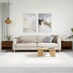   2 db barna tölgy szerelt fa dohányzóasztal 50 x 46 x 50 cm