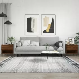   2 db barna tölgy szerelt fa dohányzóasztal 50 x 46 x 50 cm