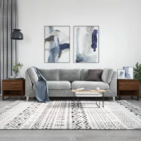   2 db barna tölgy szerelt fa dohányzóasztal 50 x 46 x 50 cm