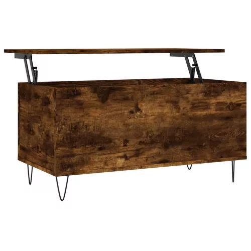 Füstös tölgy színű szerelt fa dohányzóasztal 90 x 44,5 x 45 cm