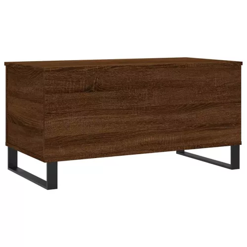 Barna tölgyszínű szerelt fa dohányzóasztal 90x44,5x45 cm