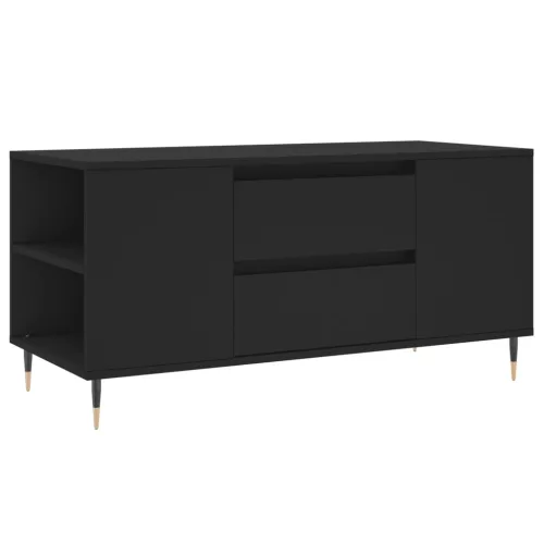 Fekete szerelt fa dohányzóasztal 102x44,5x50 cm