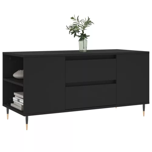 Fekete szerelt fa dohányzóasztal 102x44,5x50 cm