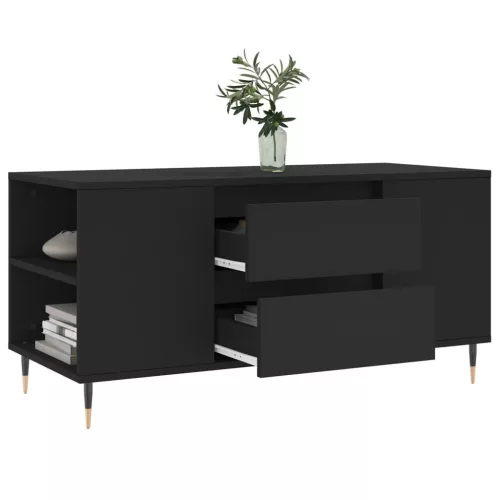 Fekete szerelt fa dohányzóasztal 102x44,5x50 cm