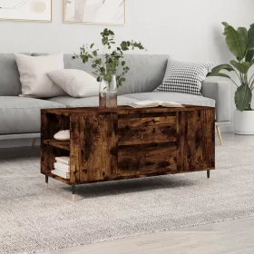   Füstös tölgy színű szerelt fa dohányzóasztal 102x44,5x50 cm