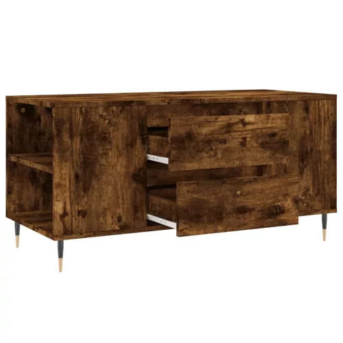Füstös tölgy színű szerelt fa dohányzóasztal 102x44,5x50 cm