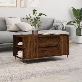   Barna tölgyszínű szerelt fa dohányzóasztal 102 x 44,5 x 50 cm